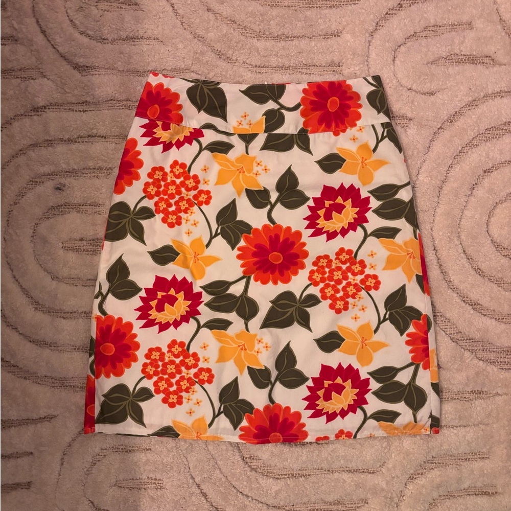 Casual Corner Floral Pencil Skirt - Red, Orange, Green